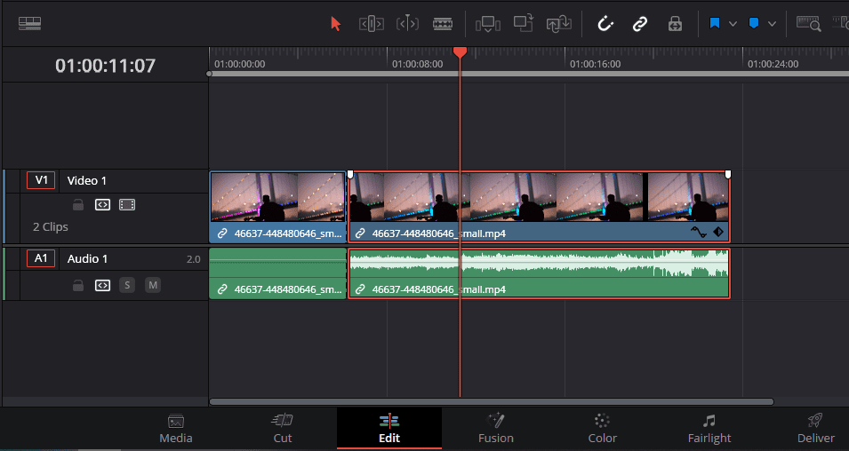 A screenshot of the Timeline showing a clip that's been selected.