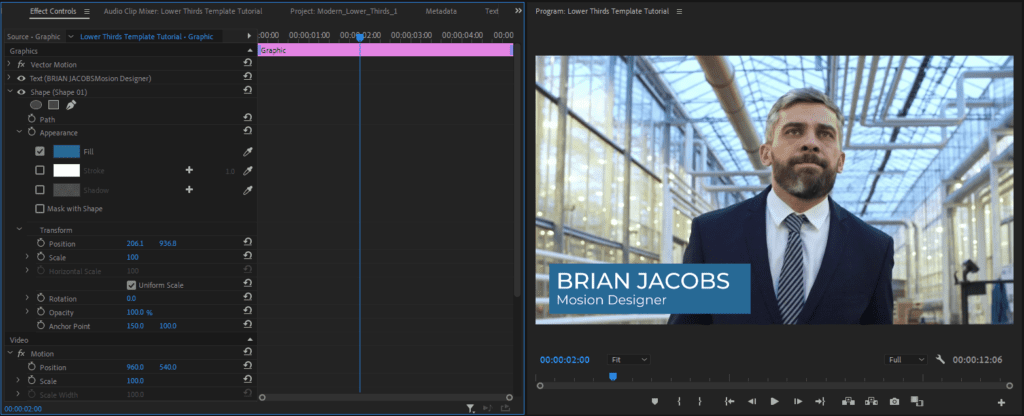 A screenshot of Premiere Pro's Effect Controls panel showing how to change the color of a shape.